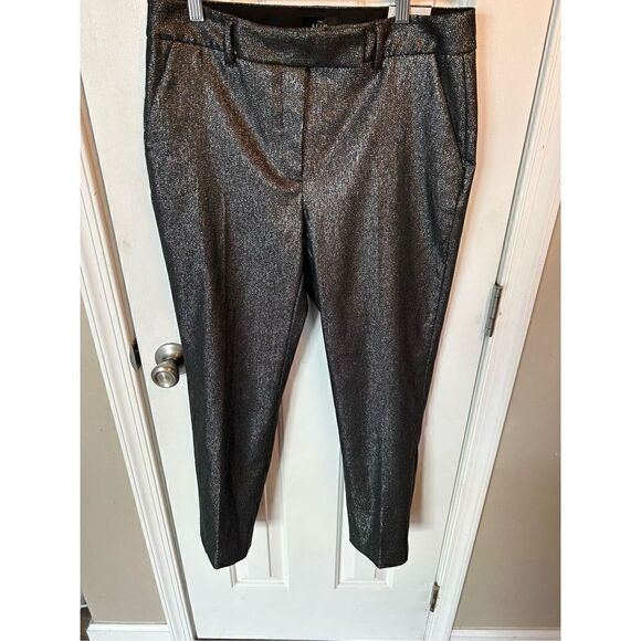 White House black market black sparkly pants size 8r slim ankle - Picture 1 of 5